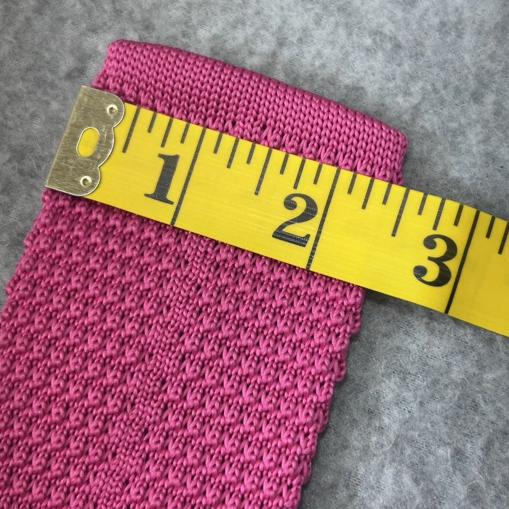 Jacob Alexander Knit Tie Hot Pink Skinny Square End 100% Microfiber 58